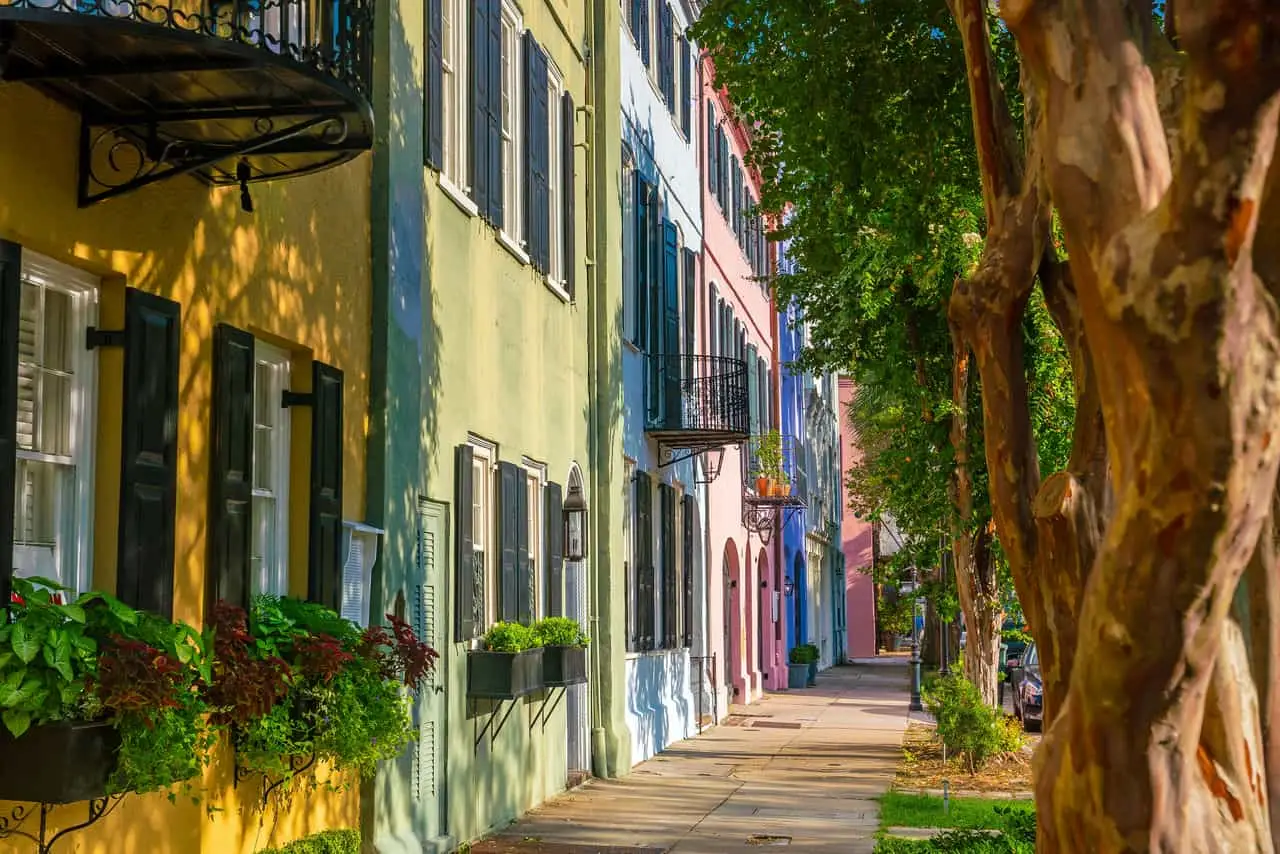Rainbow row in Downtown Charleston