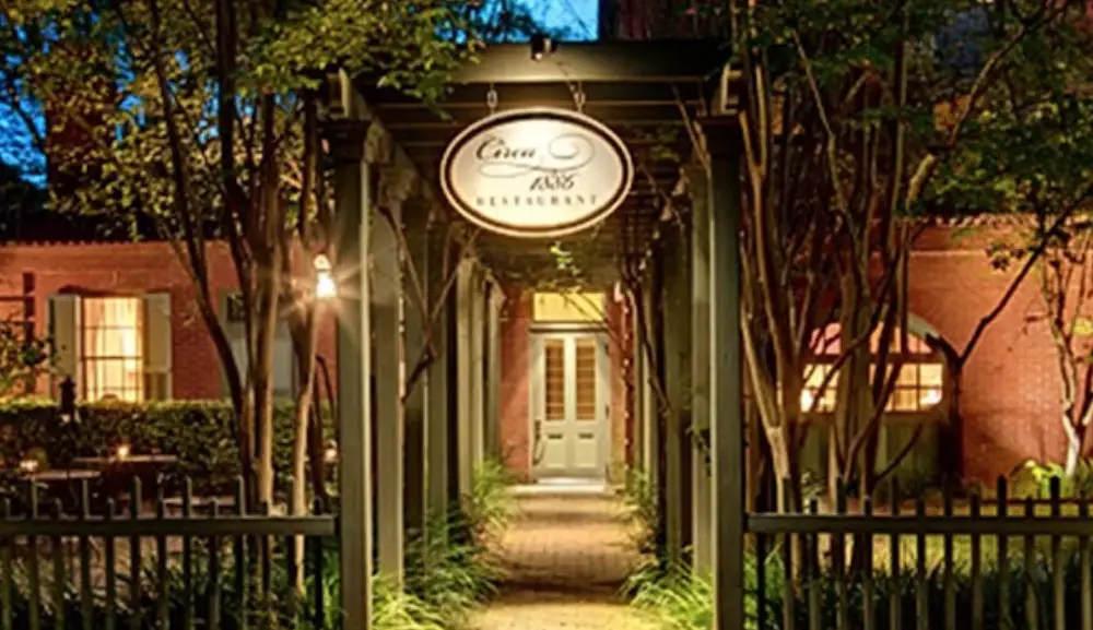 Circa 1886 Restaurant exterior at night