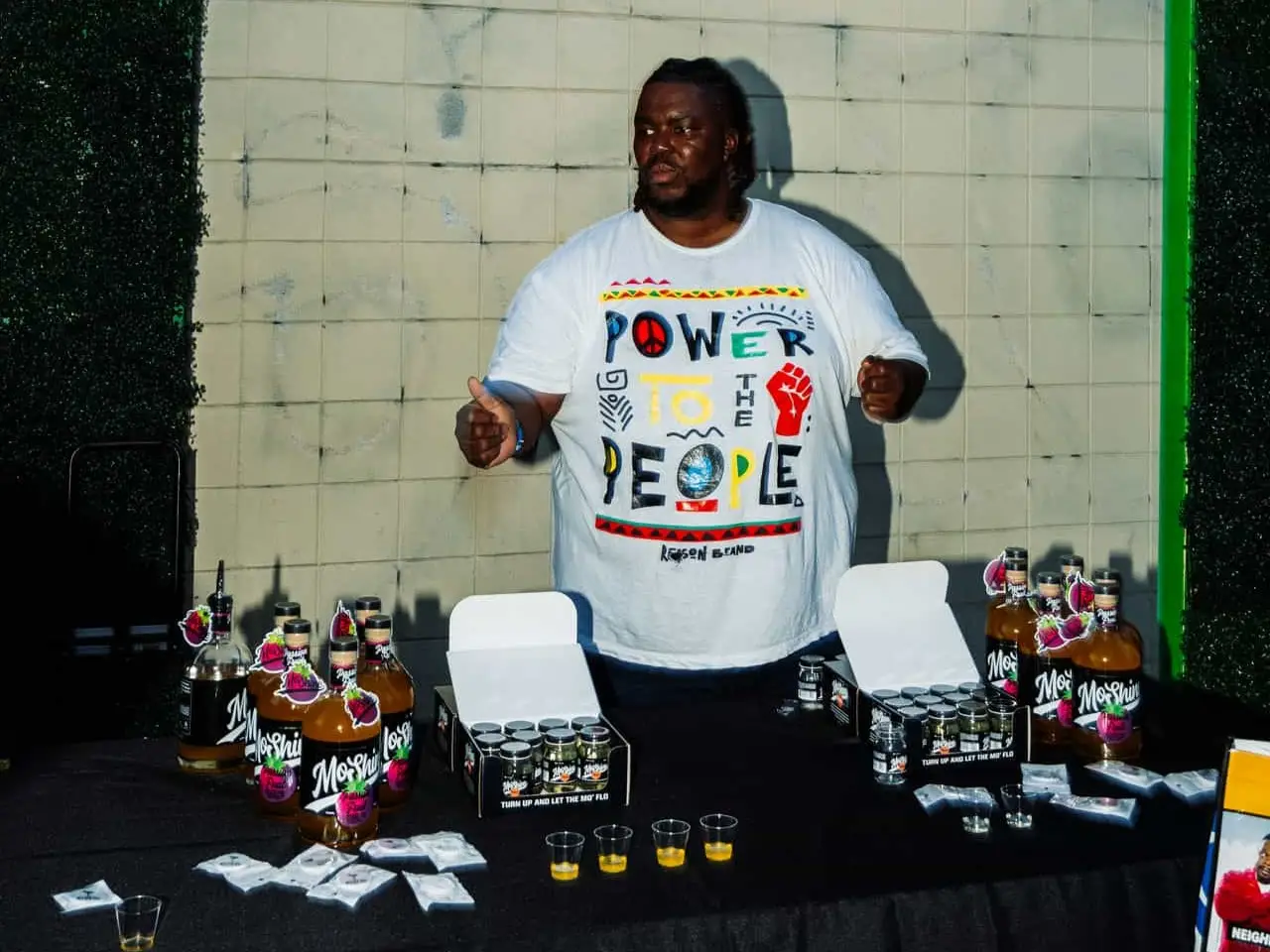 Man tending to a beverage stand