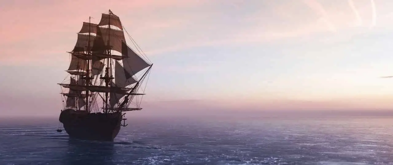 A pirate ship on the sea