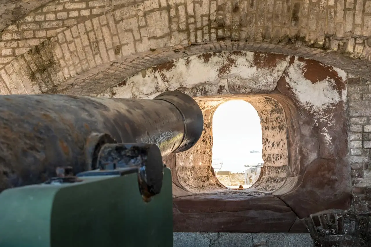 Civil War cannon inside Fort Sumter National Monument in South Carolina