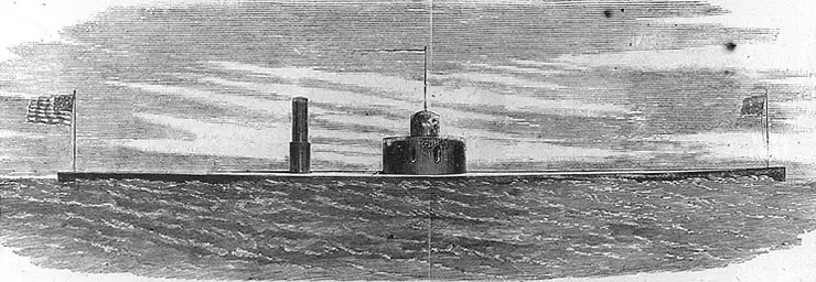ink illustration of the uss weehawken
