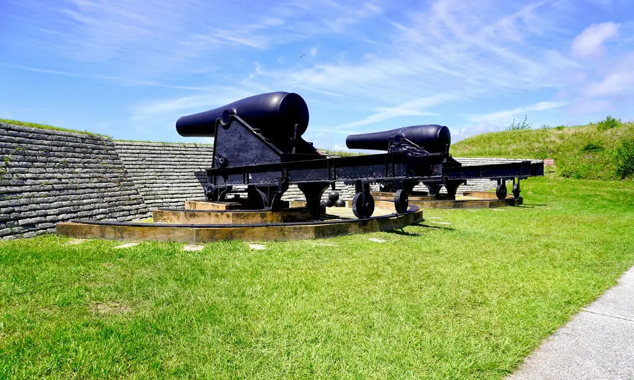 Civil War cannons at Fort Moultrie National Historic Park in Sullivan's Island, South Carolina