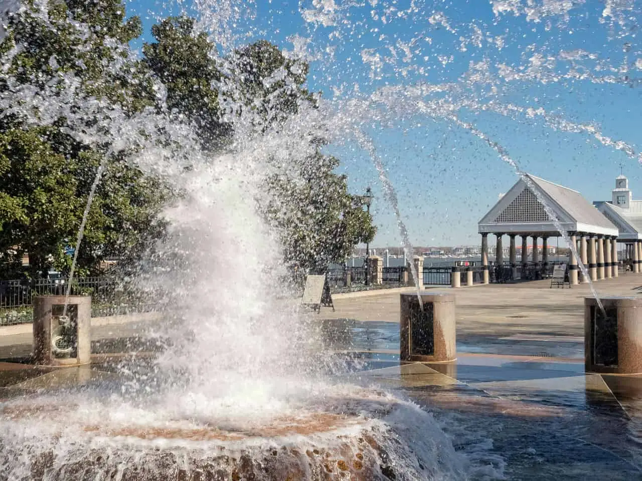 Water fountain at Charleston's waterfront