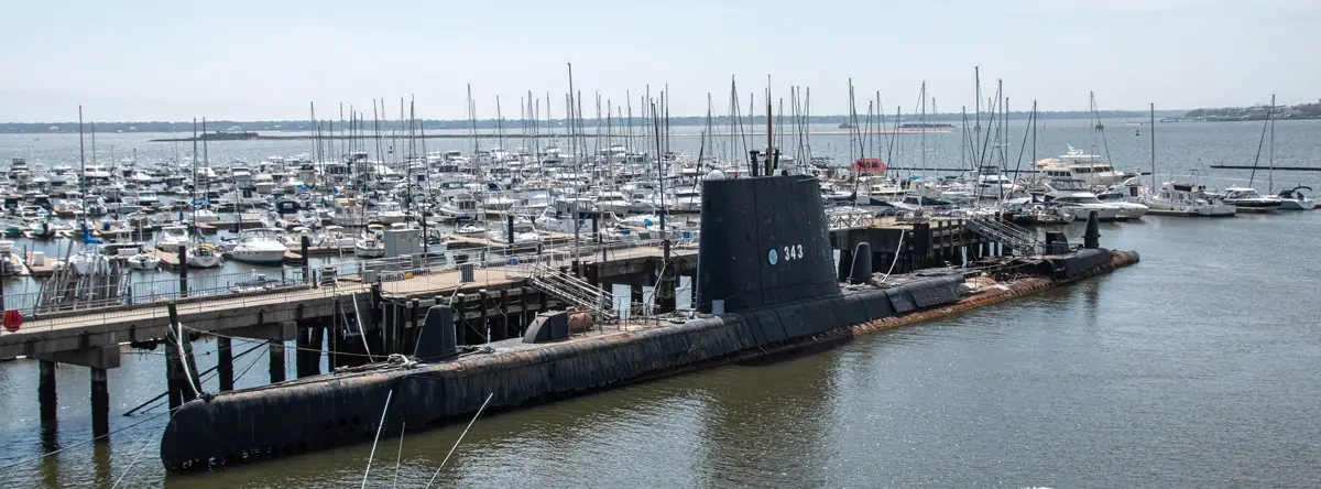 the USS Clamagore at dock