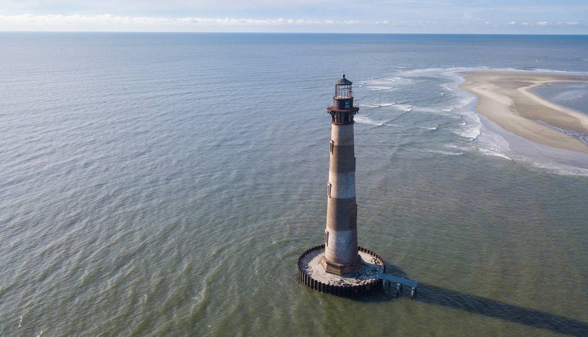 Aerial view of the Morris Island lighthouse